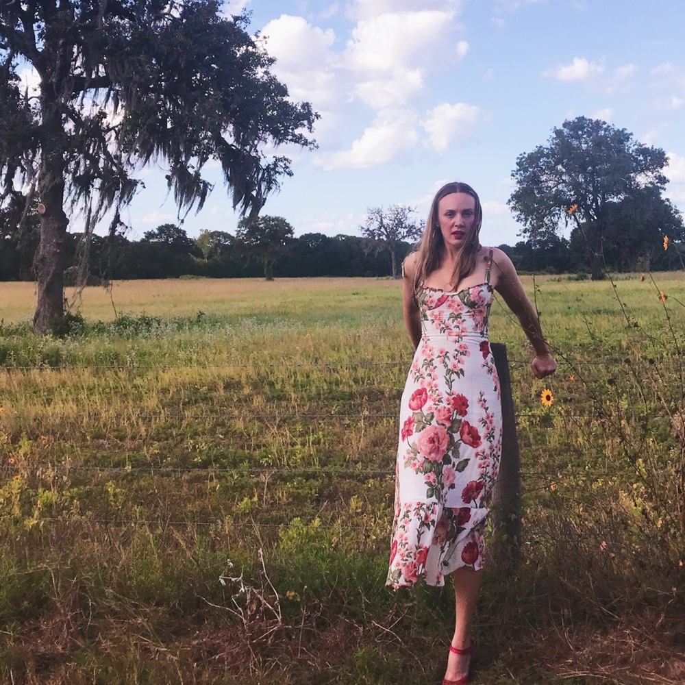 Reformation Floral Slip Dress in Rose Print (Size 6)
